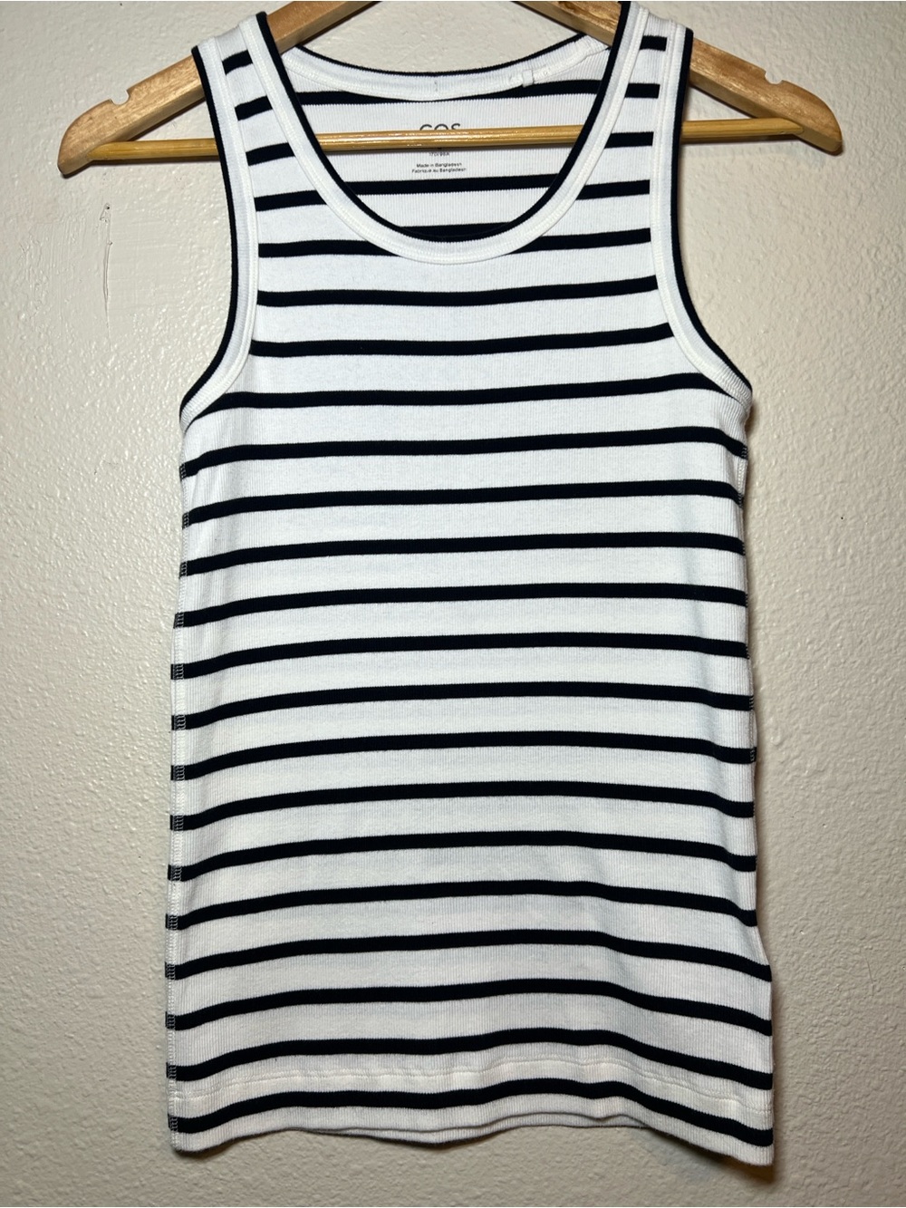 COS Women's Tank Top Striped Black and White Size Medium